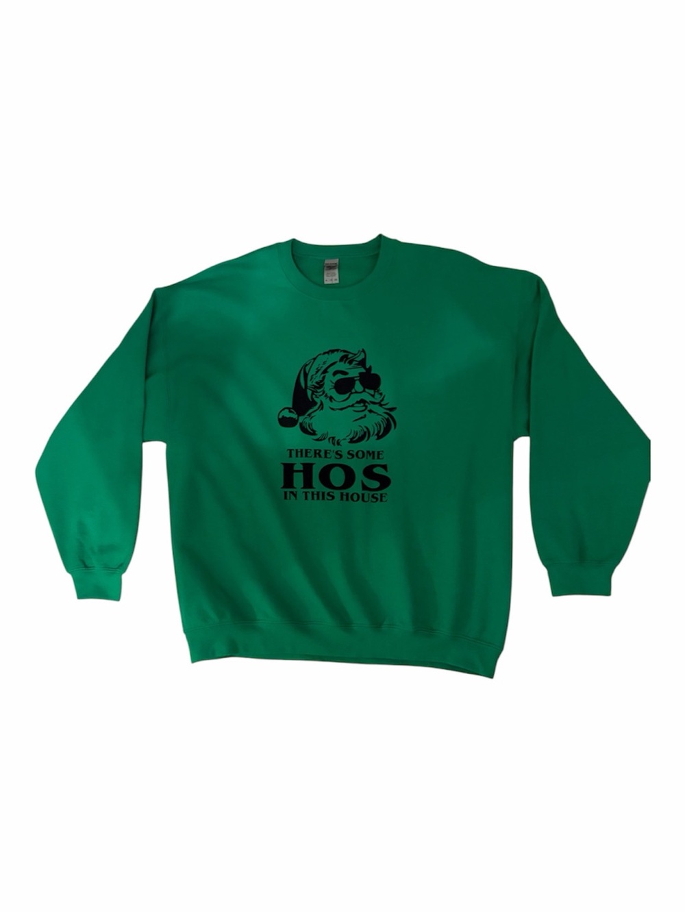 Tacky Christmas Gildan Green Crewneck XL Sweatshirt with Santa Graphic